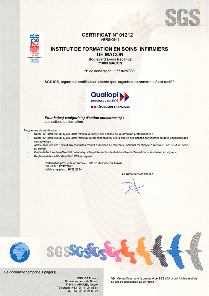 Certificat QUALIOPI